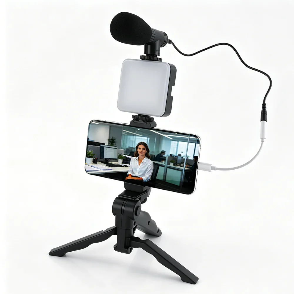 Photography Lighting Kit Portable - Zestaw do vlogowania na smartfonie, lampa